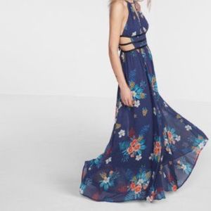 Blue Floral Cut-Out Maxi